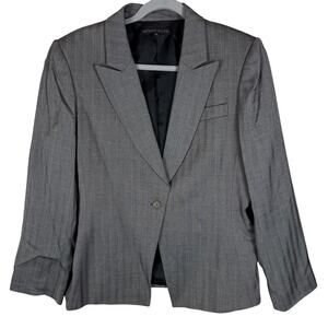 Antonio Melani Blazer Jacket Women's 12‎ Gray Rayon Notch Lapel Single Breasted